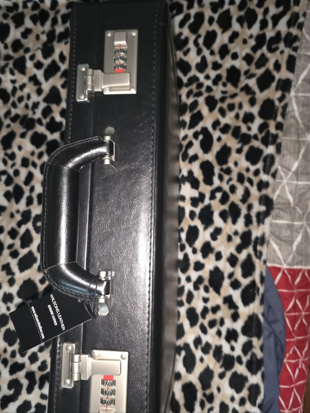 Wilsons Leather Black Faux Leather Briefcase with Silver Hardware. I Have 2